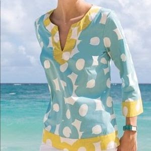Boden Tunic Aqua Circles Sz US 8